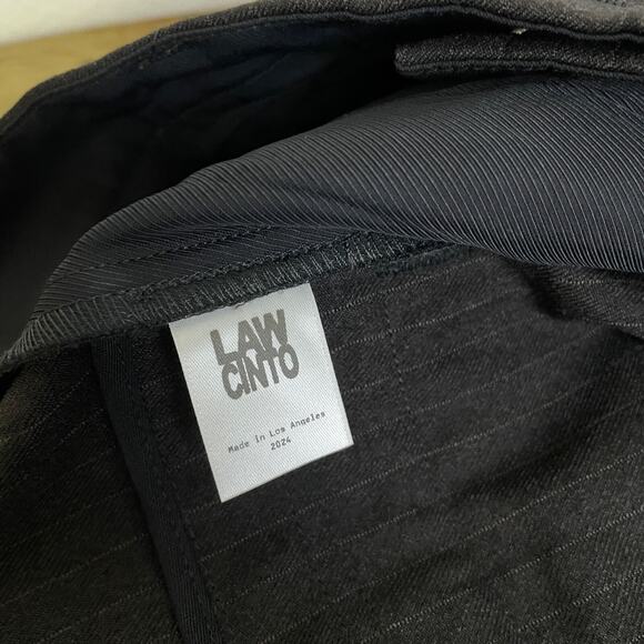 LawCinto SHEPHERD Pinstripe Slacks 32 Brown Trousers Relaxed Pleated NWOT - Picture 10 of 11